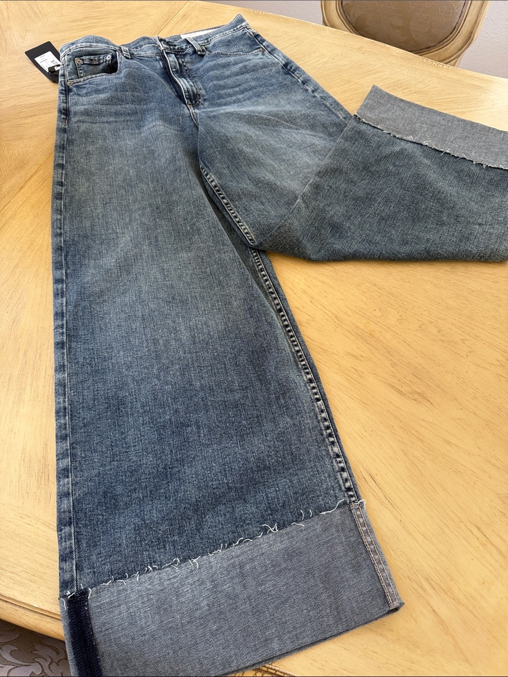 rag & bone Women's Wide Bootcut Jeans in Washed Blue